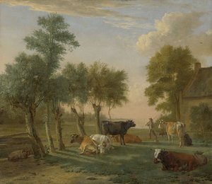 Kühe auf einer Wiese in der Nähe eines Bauernhofs, 1653