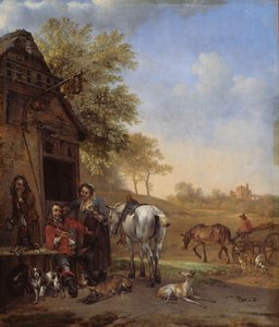 Rastender Reiter vor einem Gasthaus von Paulus Potter