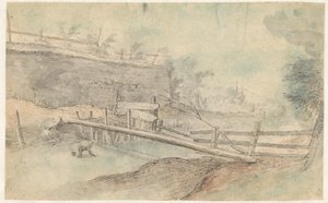 Ein Baumstamm als Brücke über einen Fluss