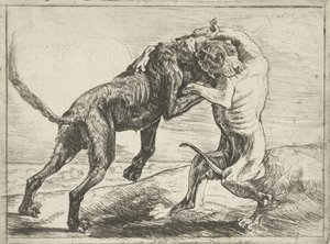 Zwei kämpfende Hunde von Pauwels van Hillegaert