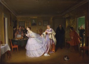 Der Major macht einen Heiratsantrag (Besichtigung einer Braut im Haus eines Kaufmanns) von Pavel Andreevich Fedotov