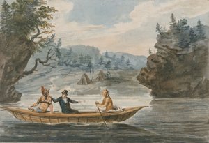 Zwei Indianer und ein Weißer in einem Kanu, 1811-ca. 1813