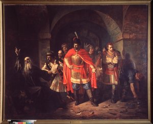 Der Patriarch von Moskau Hermogen verweigert den Polen den Segen von Pavel Petrovich Chistyakov