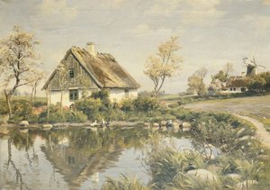 Ein Cottage an einem Teich