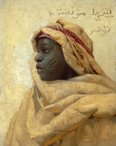 Porträt eines Nubiers (Öl auf Holz) von Peder Monsted