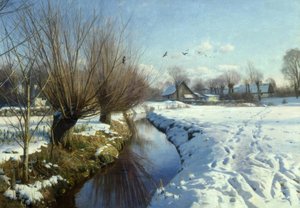 Sonniger Wintertag am Bach von Peder Monsted