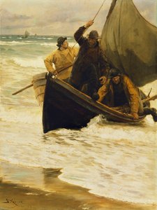 Fischer kehrt nach Hause zurück, Skagen, 1885 von Peder Severin Krøyer