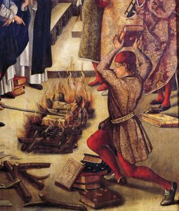 Verbrennung von ketzerischen Büchern (Detail) von Pedro Berruguete