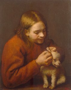 Junge sucht Flöhe auf einem Hund, 1650 von Pedro Nuñez de Villavicencio