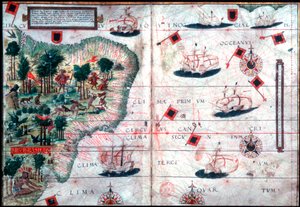 Karte von Brasilien von den portugiesischen Navigatoren Pedro Reinel und Lopo Homen, ca. 1525