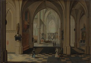 Innenraum einer imaginären gotischen Kirche, Blick nach Osten