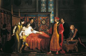 Karl VIII. besucht den sterbenden Gian Galeazzo Sforza im Schloss von Pavia von Pelagio Palagi