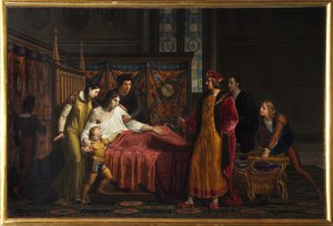 Karl VIII. besucht den sterbenden Gian Galeazzo Sforza im Schloss Pavia