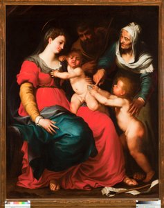 Die Heilige Familie mit dem Schmetterling und mit der Heiligen Elisabeth und dem Heiligen Johannes dem Täufer von Pellegrino Piola
