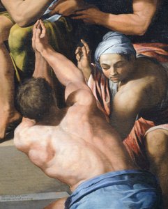 Mann mit nacktem Oberkörper, Detail aus Anbetung des Kindes von Pellegrino Tibaldi