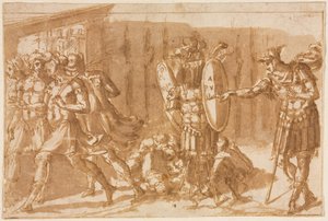 Siegreiche Soldaten mit Trophäe, 1550er Jahre von Pellegrino Tibaldi