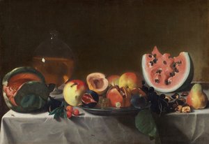 Stillleben mit Früchten und Karaffe von Pensionante del Saraceni