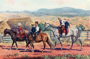 Australische Kinder reiten zur Schule von Percy F.S. (after) Spence