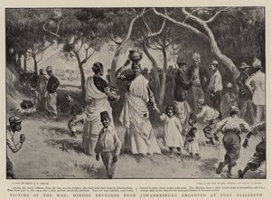 Opfer des Krieges, Hindoo-Flüchtlinge aus Johannesburg, die in Port Elizabeth lagern von Percy F.S. Spence