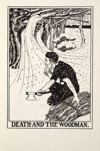Der Tod und der Holzfäller, aus Fontaine Fabeln, veröffentlicht 1905 (Gravur) von Percy J. Billingshurst