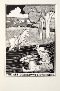 Der Esel beladen mit Schwämmen, aus Fontaine Fabeln, veröffentlicht 1905 von Percy J. Billingshurst