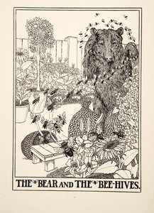 Der Bär und die Bienenstöcke, aus Hundert Fabeln von Äsop, veröffentlicht 1903 (Gravur)