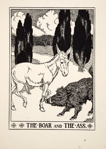 Der Eber und der Esel, aus Hundert Fabeln von Äsop, veröffentlicht 1903