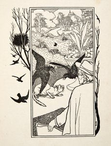 Die Katze und die Krähen, aus Hundert Anekdoten von Tieren, veröffentlicht 1924 von Percy J. Billingshurst
