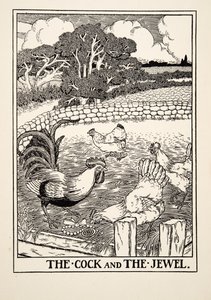 Der Hahn und das Juwel, aus Hundert Fabeln von Äsop, veröffentlicht 1903