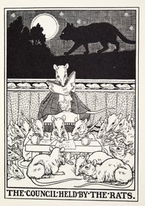 Der Rat der Ratten, aus Fontaine Fabeln, veröffentlicht 1905 von Percy J. Billingshurst