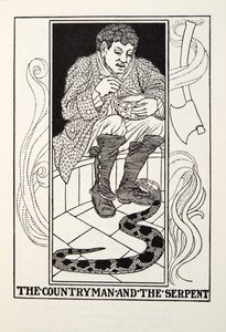 Der Bauer und die Schlange, aus Fontaine Fabeln, veröffentlicht 1905