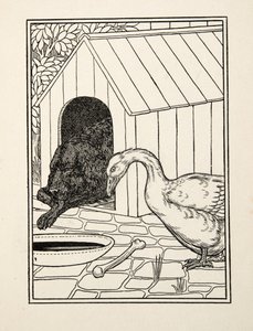 Der Hund und die Gans, aus Hundert Anekdoten über Tiere, veröffentlicht 1924 von Percy J. Billingshurst