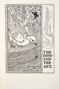 Die Taube und die Ameise, aus Fontaine Fabeln, veröffentlicht 1905