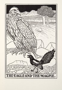 Der Adler und die Elster, aus Fontaine Fabeln, veröffentlicht 1905