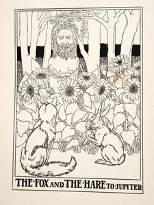 Der Fuchs und der Hase zu Jupiter, aus Hundert Fabeln von Äsop, veröffentlicht 1903