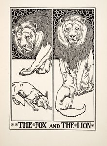 Der Fuchs und der Löwe, aus Hundert Fabeln von Aesop, veröffentlicht 1903