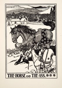 Das Pferd und der Esel, aus Hundert Fabeln von Äsop, veröffentlicht 1903
