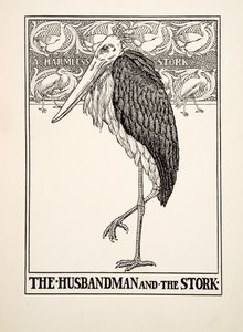 Der Bauer und der Storch, aus Hundert Fabeln von Äsop, veröffentlicht 1903