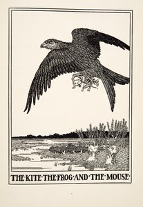 Der Drachen, der Frosch und die Maus, aus Hundert Fabeln von Äsop, veröffentlicht 1903 von Percy J. Billingshurst
