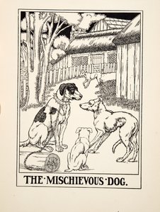 Der schelmische Hund, aus Hundert Fabeln von Äsop, veröffentlicht 1903 (Gravur)