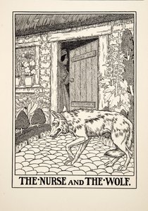 Die Amme und der Wolf, aus Hundert Fabeln von Aesop, veröffentlicht 1903