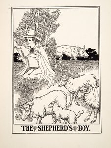 Der Hirtenjunge, aus Hundert Fabeln von Äsop, veröffentlicht 1903 von Percy J. Billingshurst