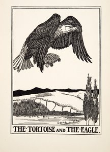 Die Schildkröte und der Adler, aus Hundert Fabeln von Äsop, veröffentlicht 1903 (Gravur)