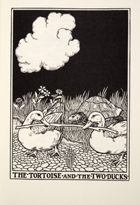 Die Schildkröte und die zwei Enten, aus Fontaine Fables, veröffentlicht 1905