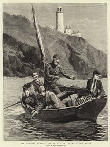 Die Ferienzeit, Angeln vor dem Start-Leuchtturm von Percy Macquoid