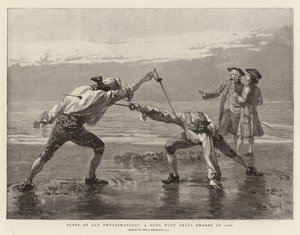 Typen der alten Fechtkunst, ein Duell mit kleinen Schwertern im Jahr 1760