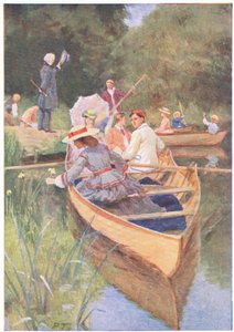 Laurie und Jo ruderten ein Boot, aus 