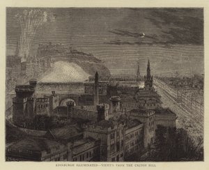 Erleuchtetes Edinburgh, gesehen vom Calton Hill von Percy William Justyne