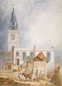 Ansicht der Kirche St. Michael, Crooked Lane, City of London (1831) von Percy William Justyne