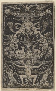 Ornamenttafel mit einer Satyrin, die zwei Kinder füttert von Peregrino da Cesena